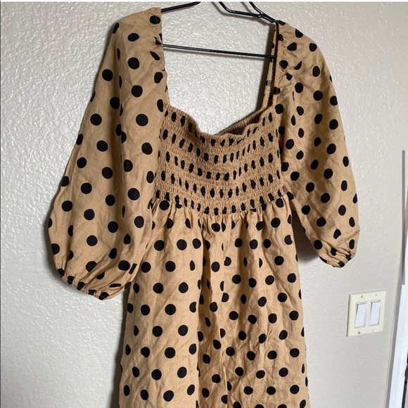 Faithfull The Brand Dallia Mini Dress Emelda Polka Dot Cold Shoulder Babydoll - Picture 5 of 16